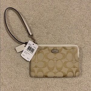 Cream/Tan Coach Wristlet